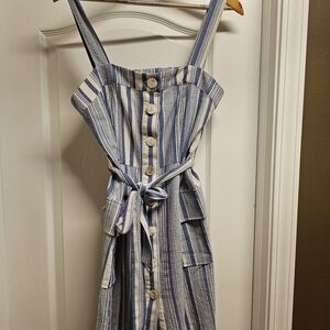 ee: some Blue and White Striped Midi Dress